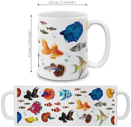 MUGBREW Fresh Water Aquarium Fishes Ceramic Coffee Mug Tea Cup, 11 OZ