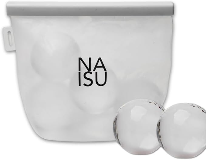 NAISU Clear Ice Silicone Storage Bag – Reusable Freezer Bag for Crystal-Clear Ice Balls & Cubes, Leakproof, Food-Grade, Ideal for Whiskey & Cocktails