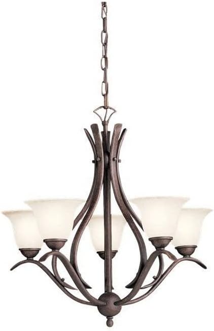 Kichler Dover 23" 5 Light Chandelier with Alabaster Swirl Glass in Tannery Bronze