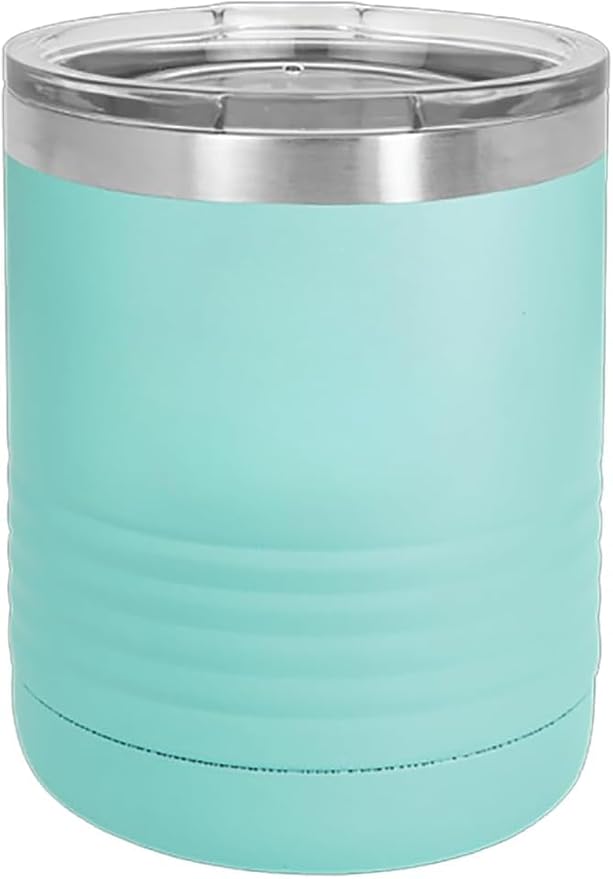 CRAZYDAISYWORLD Customized Polar Camel 10 oz. Vacuum Insulated Round neck Tumbler with Clear Lid Personalized With Your Text (Teal)