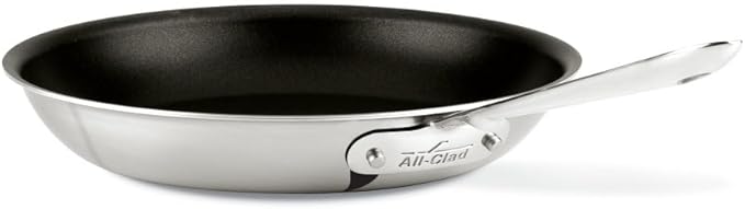 All-Clad D5 5-Ply Brushed Stainless Steel Fry Pan 12 Inch Induction Oven Broiler Safe 500F Pots and Pans, Cookware Silver