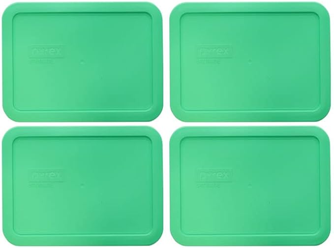 Pyrex 7210-PC 3-Cup Bright Green Food Storage Lid Covers - 4 Pack