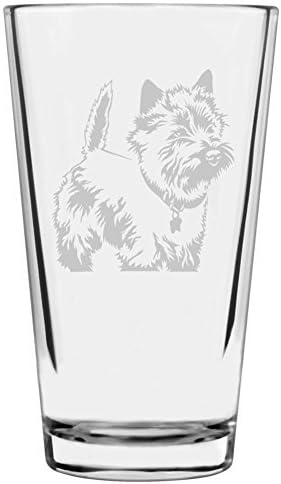 Cairn Terrier Dog Themed Etched All Purpose 16oz Libbey Pint Glass