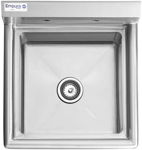 24" Wide Stainless Steel One Compartment Commercial Sink | Prep Utility 18 x 18 Bowl for Restaurant Laundry Garage | 3.5" Drain Basket, 9.75" Backsplash, 23.5"W x 23"D x 44.25"H, 16 Gauge, NSF
