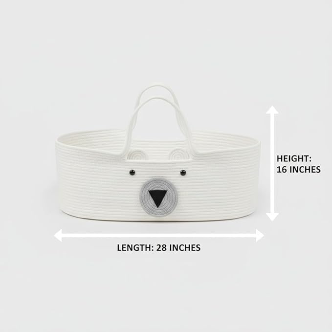 Collapsible Cotton Rope Basket with Handles, Space-Saving Organizer for Baby Stuff, Toys, Laundry, Picnic Supplies, and Small Pets 28 × 16in