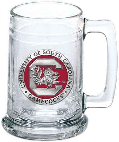 Heritage Pewter South Carolina Gamecocks Stein Glass | 15 Ounce German-Style Beer Glass | Intricately Crafted Metal Pewter Alma Mater Inlay
