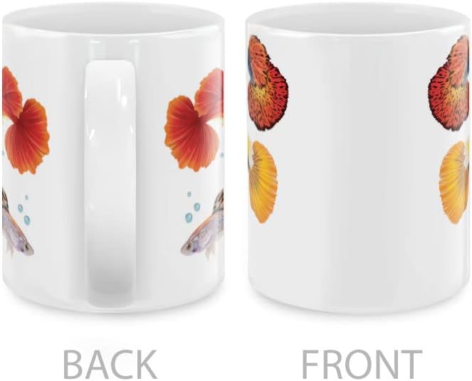 MUGBREW Fancy Guppies Fish Ceramic Coffee Mug Tea Cup, 11 OZ