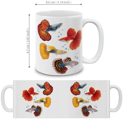 MUGBREW Fancy Guppies Fish Ceramic Coffee Mug Tea Cup, 11 OZ