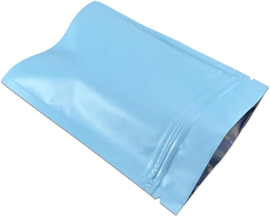 FERENLI 100Pcs Zipper Lock Self Seal Flat Pouch for Zip Aluminum Foil Lock Package Bag Coffee Food Storage Resealable Mylar Bags Heat Sealable Candy Reclosable Bags (10x15cm (3.9x5.9 inch), Blue)