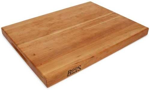 John Boos R-Board Series Rectangular Wooden Cherry Cutting Board 20”x15” – 1.5” Thick, 10-lb Reversible Butcher Block with Edge-Grain & Finger Grips – Made in the USA