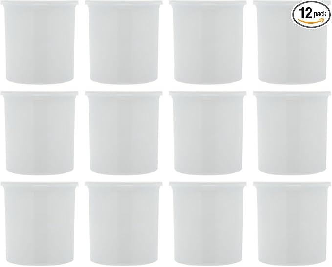 Carlisle FoodService Products Classic Round Storage Container Crock with Lid for Kitchen, Restaurants, Home, Plastic, 1.2 Quarts, White, (Pack of 12)