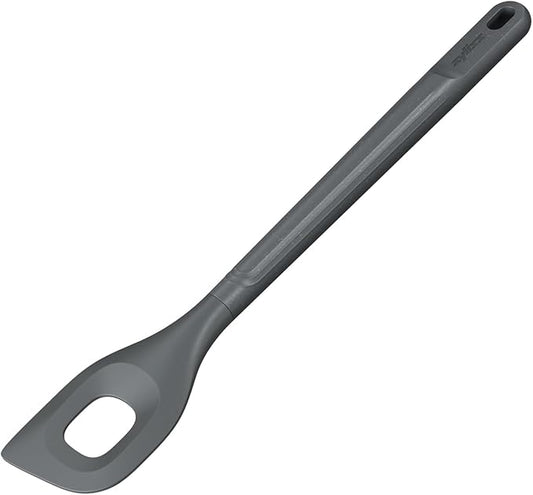 Zyliss Angled Mixing Spoon, Sustainable Wheatstraw/Nylon, Angled MIxing Spoon for Cooking and Serving with Heat Resistant Silicone Head, Beluga Grey, 11.6" x 2.2", Dishwasher Safe, 5 Year Guarantee