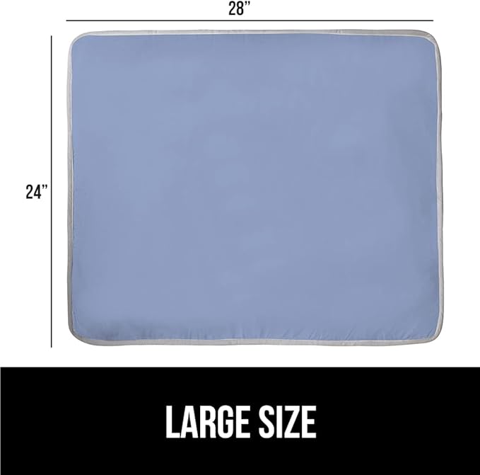 GORILLA GRIP Ironing Mat, Portable Iron Pad, Magnetic Cover for Top of Laundry Washer, Dryer, Table Top, Countertop Blanket, Silicone Coating and Scorch Resistant, Travel Size 28x24, Blue