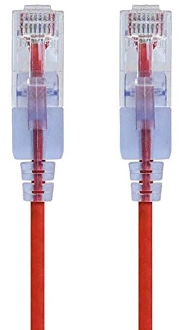 Monoprice - 116334 SlimRun Cat6A Ethernet Patch Cable - Snagless RJ45 UTP Pure Bare Copper Wire 10G 30AWG 14ft Red 10-Pack