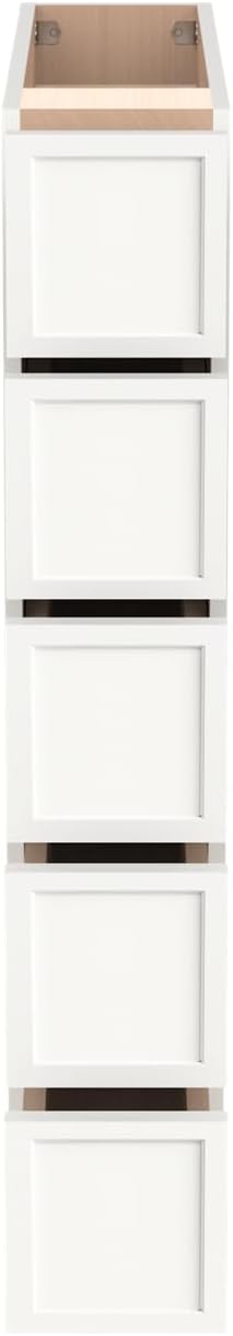 Solid Wood 5-Drawer Spice Cabinet for Kitchen, Soft Close Drawer Glides, Freestanding Storage Organizer, Fits 6" Base Cabinets, Natural Birch Wood (NT-Origami White, 6" W x 24" D x 34.5" H)