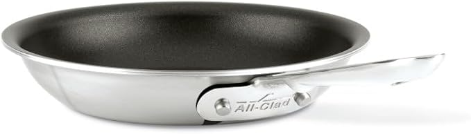 All-Clad D5 5-Ply Brushed Stainless Steel Fry Pan 8 Inch Induction Oven Broiler Safe 500F Pots and Pans, Cookware Silver