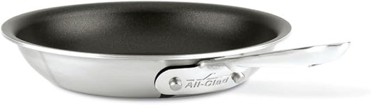 All-Clad D5 5-Ply Brushed Stainless Steel Fry Pan 8 Inch Induction Oven Broiler Safe 500F Pots and Pans, Cookware Silver