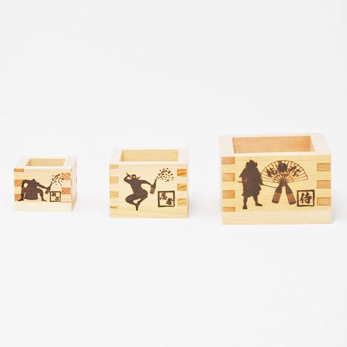 SAKE Masu Cup Boxes in Varying Sizes (Large, Medium, Small) Set of 3 – Made in Japan