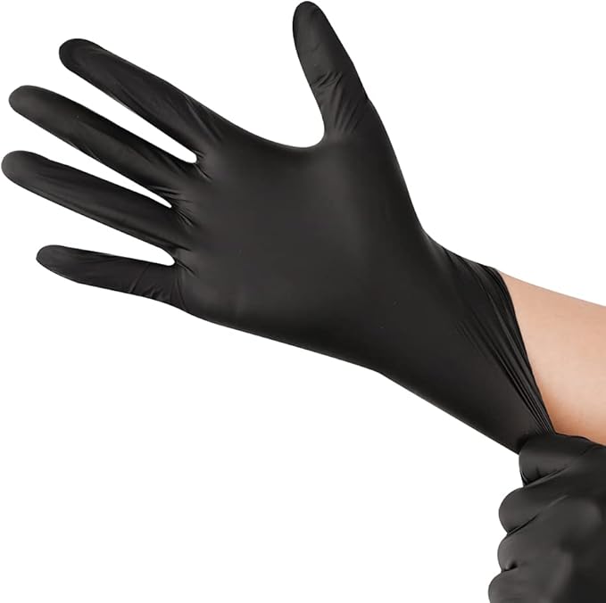 Black Disposable Nitrile Latex & Powder Free 6-Mil Gloves 100 Count, Textured, Mechanic Wearing, Cleaning, Food Black Large