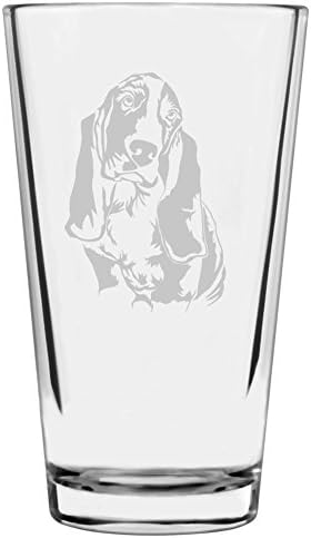 Basset Hound Customizable Dog Themed Etched All Purpose 16oz Pint Glass