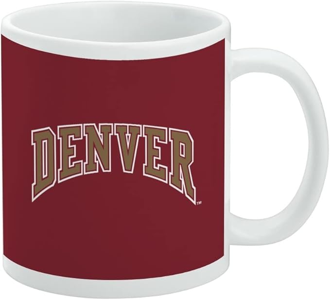 U of Denver Primary Logo Ceramic Coffee Mug, Novelty Gift Mugs for Coffee, Tea and Hot Drinks, 11oz, White