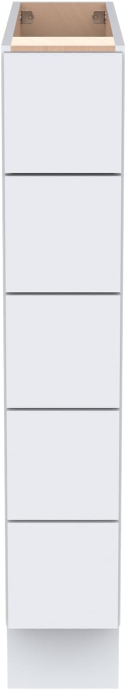 Solid Wood 5-Drawer Spice Cabinet for Kitchen, Soft Close Drawer Glides, Freestanding Storage Organizer, Fits 6" Base Cabinets, Natural Birch Wood (SK-White, 6" W x 24" D x 34.5" H)