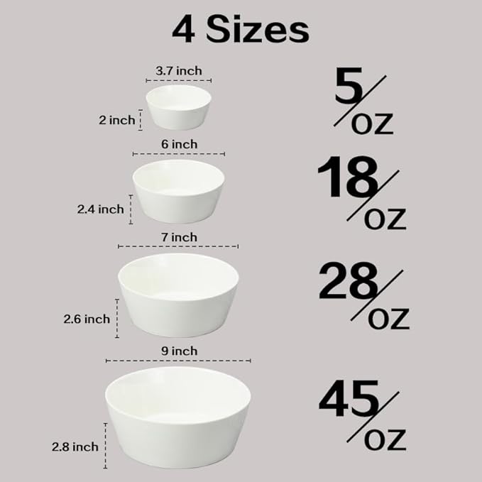 Bone China Cone Shape, Elegance White Serving Bowl 45oz, Case of 6
