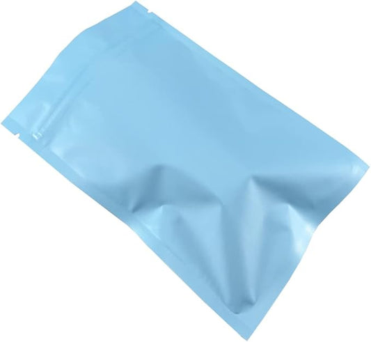 FERENLI 100Pcs Zipper Lock Self Seal Flat Pouch for Zip Aluminum Foil Lock Package Bag Coffee Food Storage Resealable Mylar Bags Heat Sealable Candy Reclosable Bags (7x10cm (2.8x3.9 inch), Blue)
