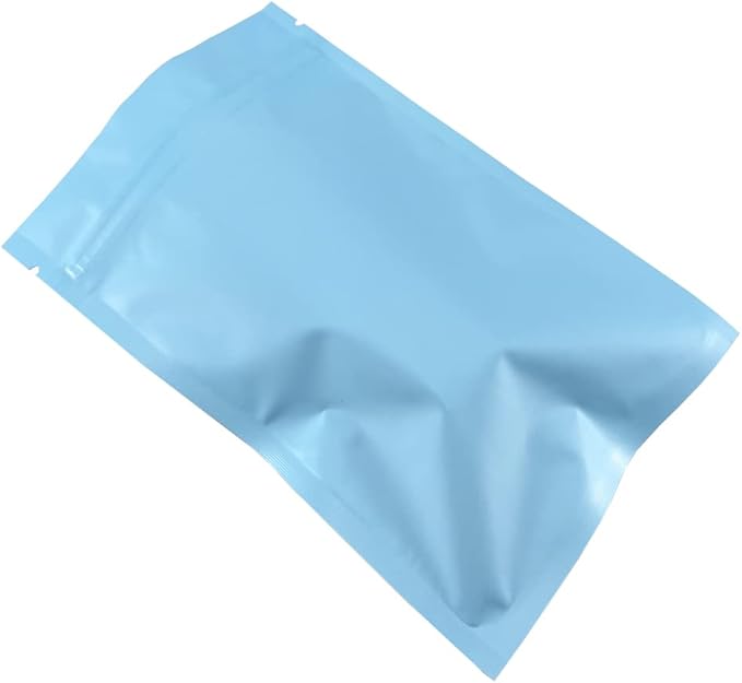FERENLI 100Pcs Zipper Lock Self Seal Flat Pouch for Zip Aluminum Foil Lock Package Bag Coffee Food Storage Resealable Mylar Bags Heat Sealable Candy Reclosable Bags (8x12cm (3.1x4.7 inch), Blue)