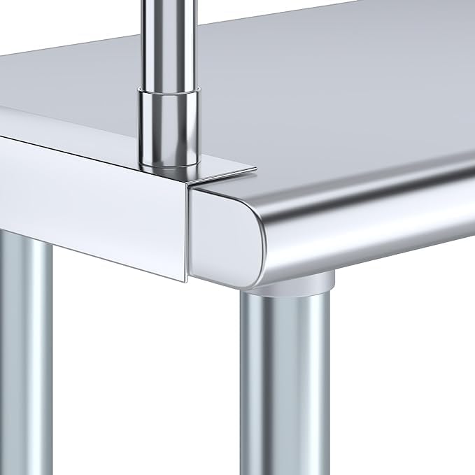 Stainless Steel Work Table with Wide Single Tier Overshelf | Metal Kitchen Prep Table & Shelving Combo (14" x 36" Work Table + 12" Overshelf)