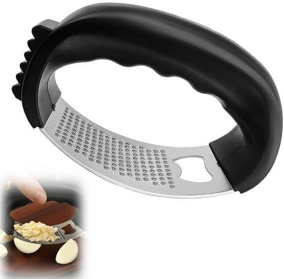 Stainless Steel Garlic Press Rocker, Portable Kitchen Essential, Ergonomic Handle Design, Easy Mincing Crusher, Dishwasher Safe Fresh Garlic Tool