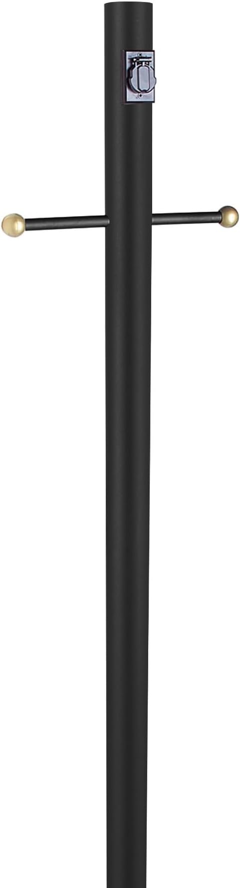 Design House Oakmont Outdoor Lamp Post, Integrated Outlet, Weather-Resistant, Powder-Coated Steel, 15.5-in. Plastic Cross-Arm, Easy Installation, Black, 3 in. Diameter x 80 in. H, 579714