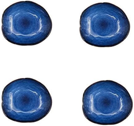 Nordic Ceramic Household Pottery Irregular Salad Platter Klin Glaze Dinner Plate-Set of 4
