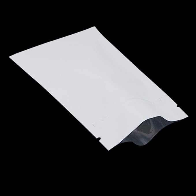 FERENLI 100Pcs Zipper Lock Self Seal Flat Pouch for Zip Aluminum Foil Lock Package Bag Coffee Food Storage Resealable Mylar Bags Heat Sealable Candy Reclosable Bags (10x15cm (3.9x5.9 inch), White)