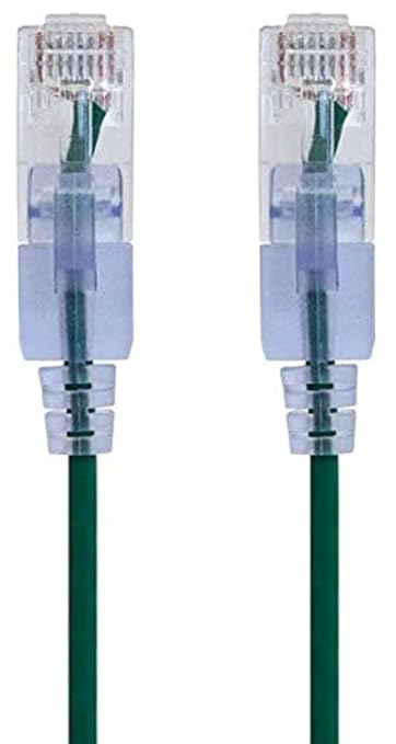 Monoprice Cat6A 1ft Green 10-Pk Patch Cable UTP 30AWG 10G Pure Bare Copper Snagless RJ45 SlimRun Series Ethernet Cable