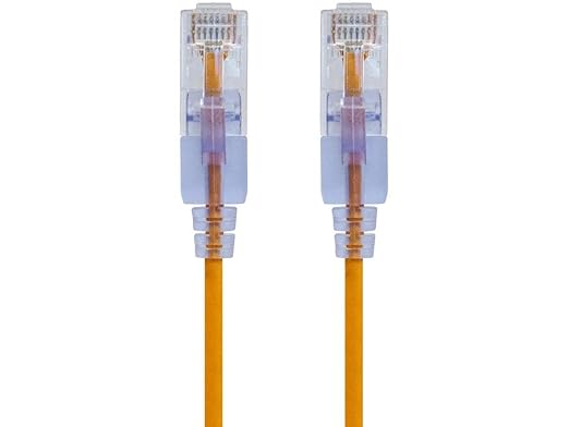 Monoprice Cat6A 14ft Yellow 10-Pk Patch Cable UTP 30AWG 10G Pure Bare Copper Snagless RJ45 SlimRun Series Ethernet Cable