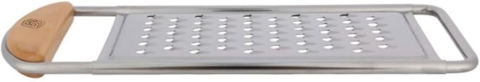 Cheese Grater Handheld - Stainless Steel Flat Food Grater with Cherrywood Handle - Coarse Shredder Kitchen for Medium-Hard Cheese and Vegetables - Italian Made Kitchen Gadgets by Kings County Tools