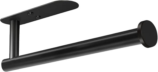 HUFEEOH Adhesive Paper Towel Holder Under Cabinet Wall Mount for Kitchen Paper Towel, Stainless Steel Paper Towel Roll Rack for Bathroom Towel (13inch, Black)
