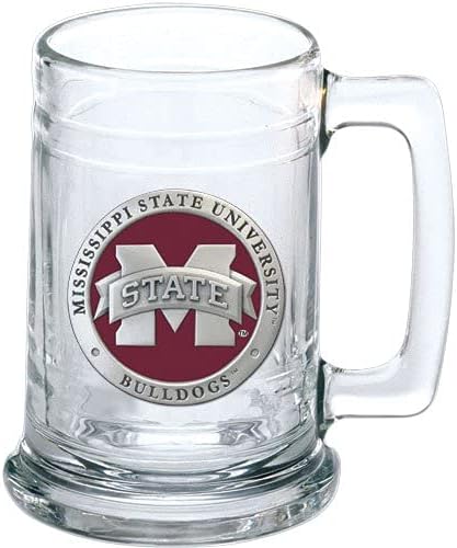 Heritage Pewter Mississippi State Beer Stein Glass | 15 Ounce German-Style Beer Glass | Intricately Crafted Metal Pewter Alma Mater Inlay