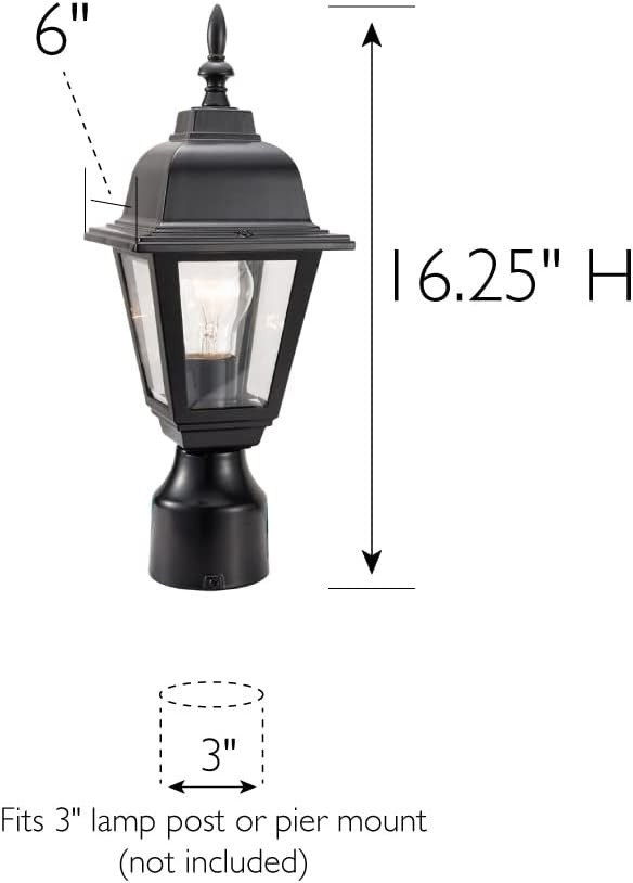 Maple Street Outdoor Post Light with Clear Glass, Wet Rated for Driveway, Patio, and Garden – Design House, 507509