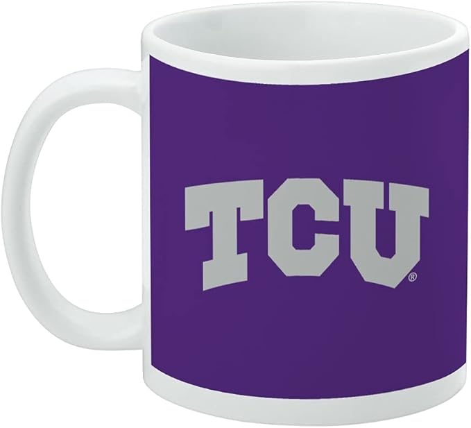 TCU Primary Logo Ceramic Coffee Mug, Novelty Gift Mugs for Coffee, Tea and Hot Drinks, 11oz, White