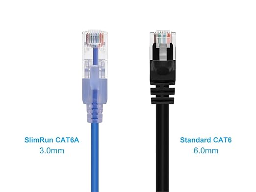 Monoprice Cat6A 5ft 10-Color 10-Pk Patch Cable UTP 30AWG 10G Pure Bare Copper Snagless RJ45 SlimRun Series Ethernet Cable