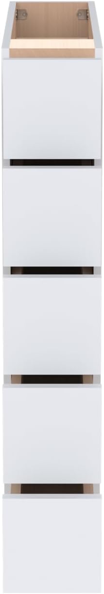 Solid Wood 5-Drawer Spice Cabinet for Kitchen, Soft Close Drawer Glides, Freestanding Storage Organizer, Fits 6" Base Cabinets, Natural Birch Wood (SK-White, 6" W x 24" D x 34.5" H)