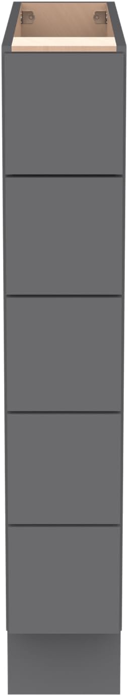 Solid Wood 5-Drawer Spice Cabinet for Kitchen, Soft Close Drawer Glides, Freestanding Storage Organizer, Fits 6" Base Cabinets, Natural Birch Wood (SK-Pebble Gray, 6" W x 24" D x 34.5" H)