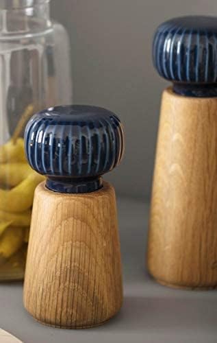 Kahler Hammershoi Salt and Pepper Grinder, Indigo, 5.7"H x 2.6"D, Designed by Hans-Christian Bauer, Gift Box Included