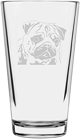 Pug Customizable Dog Themed Etched All Purpose 16oz Pint Glass