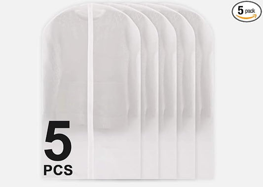 5PCS Garment Bags for Hanging Clothes, 23.62'' X 47.24'' Suit Bags for Closet Storage,PEVA Garment Protector Covers,Hanging Garments Bag,Plastic Clothes Covers with Zipper for Dresses,Reusable