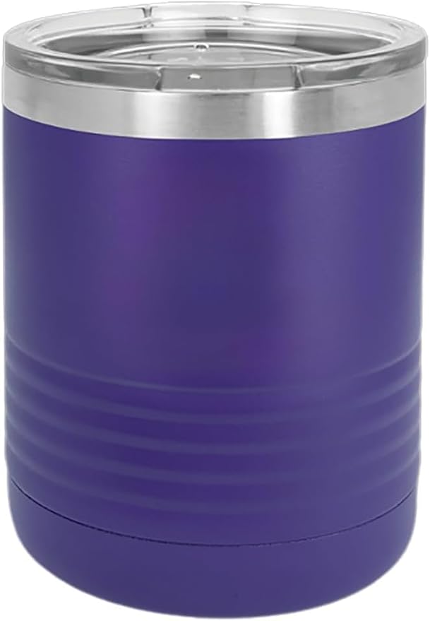 CRAZYDAISYWORLD Customized Polar Camel 10 oz. Vacuum Insulated Round neck Tumbler with Clear Lid Personalized With Your Text (Purple)