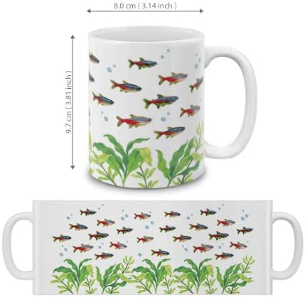 MUGBREW Neon Tetra Fish Ceramic Coffee Mug Tea Cup, 11 OZ