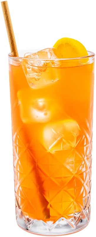 Restaurantware Timeless 15 Ounce Tall Beverage Glasses Set of 12 Etched Drinking Glasses - Dishwasher-Safe Chip-Resistant Clear Glass Water Glasses Lead-Free For All Types Of Drinks